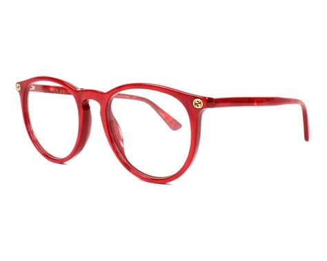 gucci red frame eyeglasses.